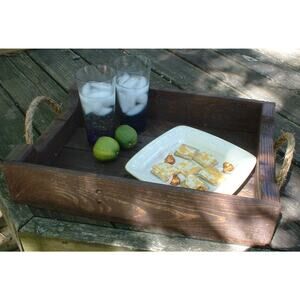 Reclaimed Wood Dark Stained Serving Tray Woodworking